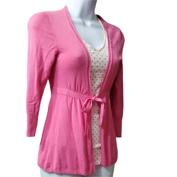 Express Womens y2k 2000s Pink Longsleeve Open Front Cardigan - Picture 3 of 6